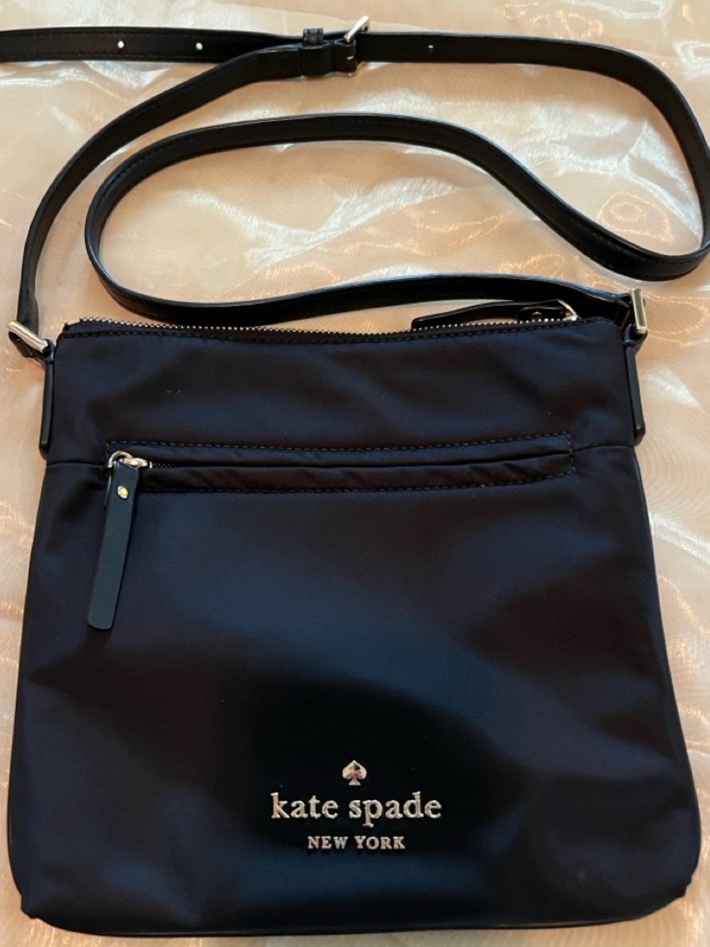 Soft Black Kate Spade CrossBody Bag, With Wide Front and Inside Zippers!